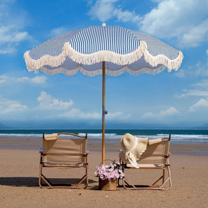 6.5ft Boho Beach Umbrella with Fringe