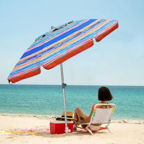 7ft High Wind Beach Umbrella with Sand